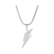 Colar Unissex Punk Hip Hop De Aço Inoxidável Com Pingente Duplo Relâmpago Joia Para Festas Rock E Colar Unissex Punk Hip Hop De Aço Inoxidável Com Pingente Duplo Relâmpago Joia Para Festas Rock E