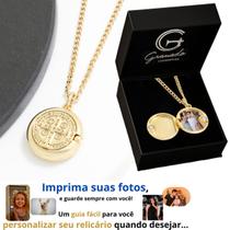 Colar Unissex Relicário São Bento Banhado a Ouro