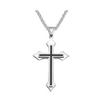 Colar Unissex Vintage Gótico Com Pingente De Cruz Vazada Prateado Estilo Urbano Moderno Presente