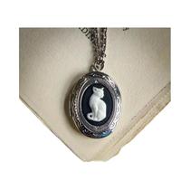 Colar Unissex Vintage Y2K Com Pingente Oval De Gato Joia Da Moda Para Festas E Presentes