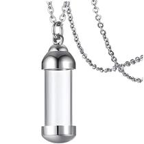 Colar Urna Cinzas Pet Coração Inox Mini Cremação Vidro Lembranças Eternas