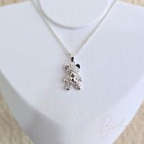 Colar urso cravejado - banhado em prata 925 Colar urso cravejado - banhado em prata 925