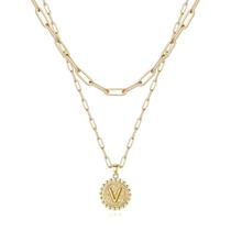 Colar Ursteel banhado a ouro 14K, em camadas, letra V, gargantilha Colar Ursteel banhado a ouro 14K, em camadas, letra V, gargantilha