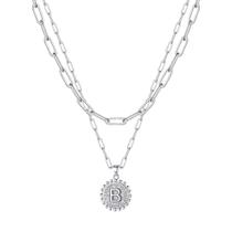 Colar Ursteel banhado a prata em camadas ajustável de 18 cm