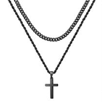 Colar Ursteel Black Cross Layer 18-20 polegadas