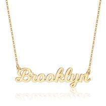 Colar Ursteel Brooklyn, Placa de Nome Personalizada Banhada a Ouro 14K para Mulheres Colar Ursteel Brooklyn, Placa de Nome Personalizada Banhada a Ouro 14K para Mulheres
