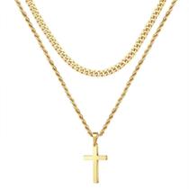 Colar Ursteel em aço inoxidável Gold Cross 16/18 polegadas