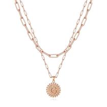 Colar Ursteel G Initial banhado a ouro rosa em camadas Colar Ursteel G Initial banhado a ouro rosa em camadas