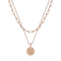 Colar Ursteel Initial C banhado a ouro rosa em camadas de 45 cm Colar Ursteel Initial C banhado a ouro rosa em camadas de 45 cm