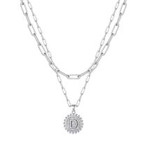 Colar Ursteel Initial D banhado a prata em camadas de 45 cm Colar Ursteel Initial D banhado a prata em camadas de 45 cm