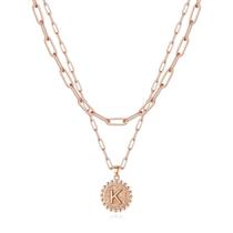 Colar Ursteel Initial K banhado a ouro rosa em camadas de 36 cm