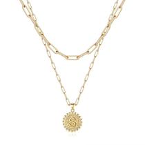 Colar Ursteel Initial Layered Paperclip Chain em ouro 14K Colar Ursteel Initial Layered Paperclip Chain em ouro 14K