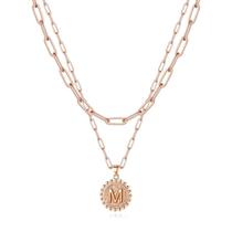 Colar Ursteel Initial M banhado a ouro rosa em camadas de 46 cm