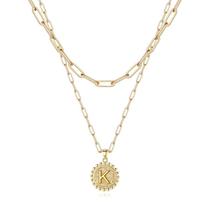Colar Ursteel K Initial banhado a ouro 14K em camadas de 36 cm Colar Ursteel K Initial banhado a ouro 14K em camadas de 36 cm