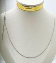 Colar Veneziana 0,80mm Banho Diamante - Medida 45cm com Extensora Alongadora - 1 Unidade