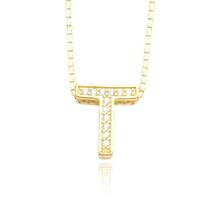 Colar Veneziana 1,2mm 45cm com Letra Passante Cravejada Banhado a Ouro