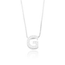 Colar Veneziana 1,2mm 45cm com Letra Passante Cravejada Banhado a Prata