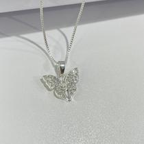 Colar veneziana borboleta cravejada - Banhado em prata 925