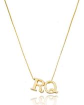 Colar Veneziana Com 2 Pingentes de Letra banhado em Ouro 18k