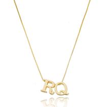 Colar Veneziana Com 2 Pingentes de Letra banhado em Ouro 18k Colar Veneziana Com 2 Pingentes de Letra banhado em Ouro 18k