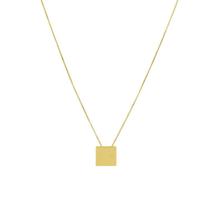 Colar Veneziana com Pingente Chapinha Quadrado Banhado a Ouro 18k