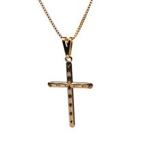 Colar Veneziana com pingente de Cruz banhado a ouro 18k