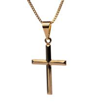 Colar Veneziana com pingente de Cruz banhado a ouro 18k