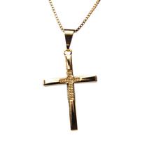 Colar Veneziana com pingente de Cruz banhado a ouro 18k