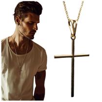 Colar veneziana com pingente de Cruz banhado a ouro 18k