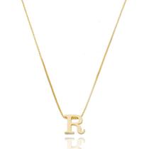Colar Veneziana Com Pingente de Letra banhado em Ouro 18k