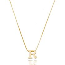 Colar Veneziana Com Pingente de Letra banhado em Ouro 18k