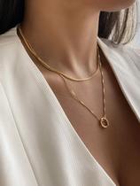 Colar Veneziana com Pingente Orgânico Minimalista Banhado a Ouro 18k