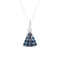 Colar Veneziana de prata 925 legitima com Pingente Nossa Senhora Aparecida COM GARANTIA com pedras cravejadas