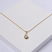 Colar Veneziana Folheado a Ouro com Pingente Gota Abaulada