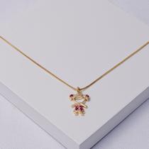 Colar Veneziana Folheado a Ouro Pingente Menina Zircônia Colar Veneziana Folheado a Ouro Pingente Menina Zircônia