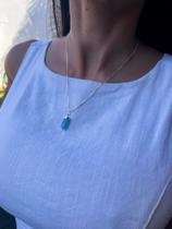 Colar Veneziana Prata 925 + Pingente Mini Ponta Agua Marinha