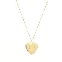 Colar Veneziana Relicário Coração Estampado banhado em ouro 18k