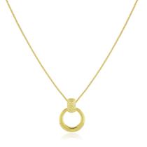 Colar Via Circulo com Alça Texturizada - Banho Ouro 18K Colar Via Circulo com Alça Texturizada - Banho Ouro 18K