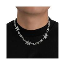 Colar Vintage Ajustável Em Prata Com Estrela Para Homens, Corrente Clavícula Punk Salircon, Joias