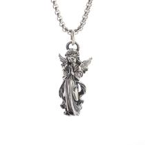 Colar vintage com pingente de anjo com mãos em oração para mulheres Colar vintage com pingente de anjo com mãos em oração para mulheres