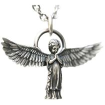 Colar vintage com pingente de asa de anjo com cadeira de aço titânio