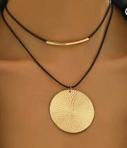 Colar Vintage com Pingente. Geométrico Banho outo 14 Colar Vintage com Pingente. Geométrico Banho outo 14