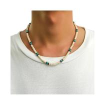 Colar Vintage De Contas De Madeira Pequenas Para Homens, Gargantilha De Corrente Curta Com Contas,