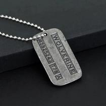 Colar Vintage Wolverine Dog Tag X-Men Logan Marvel Placa Militar Aço Inox Prata Envelhecida Homem