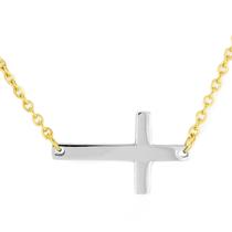 Colar West Coast Jewelry Sideways Cross em aço inoxidável