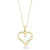 Colar Wish Carat Infinity Heart em ouro real 14k 18 polegadas Colar Wish Carat Infinity Heart em ouro real 14k 18 polegadas