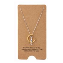 Colar WRISTCHIE Cat On Moon com pingente em prata esterlina 18 cm