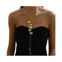 Colar Y De Borboleta Dourada Para Mulheres, Corrente Longa Para Suéter, Charme Delicado, Colar