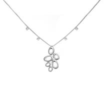 Colar Y Oval Com Pedra Pendurada Banhado a Prata 925 Colar Y Oval Com Pedra Pendurada Banhado a Prata 925