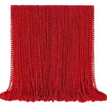 Colar YAXINRUI 144 peças de miçangas vermelhas de 83,8 cm de Mardi Gras